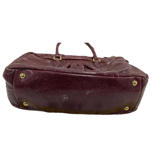 Miu‎ Miu Leather Vitello Lux Bauletto Bowler Bag Satchel Burgundy Nappy - Picture 9 of 10
